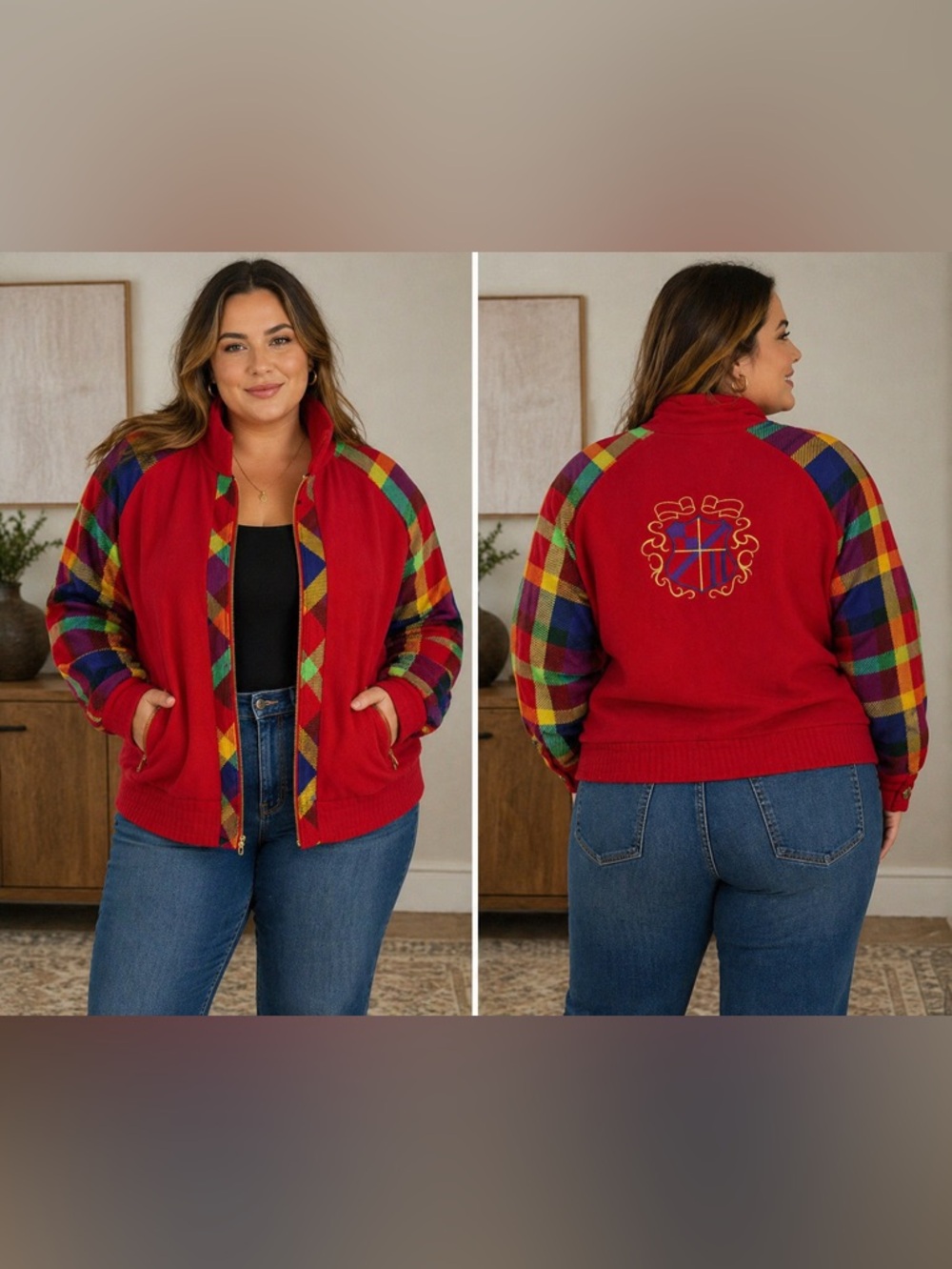 Bianca Vintage Colorblock Jacket -Size L